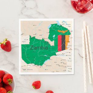 Guardanapo De Papel Mapa Da Zâmbia