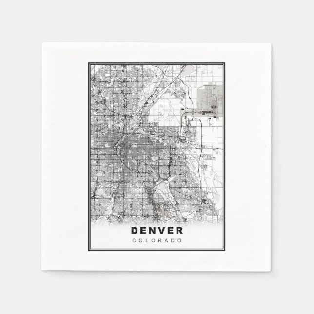 Guardanapo De Papel Mapa de Denver (Frente)