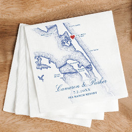 Guardanapo De Papel Mapa de Kill Devil Hills Casamento OBX Azul Marinh