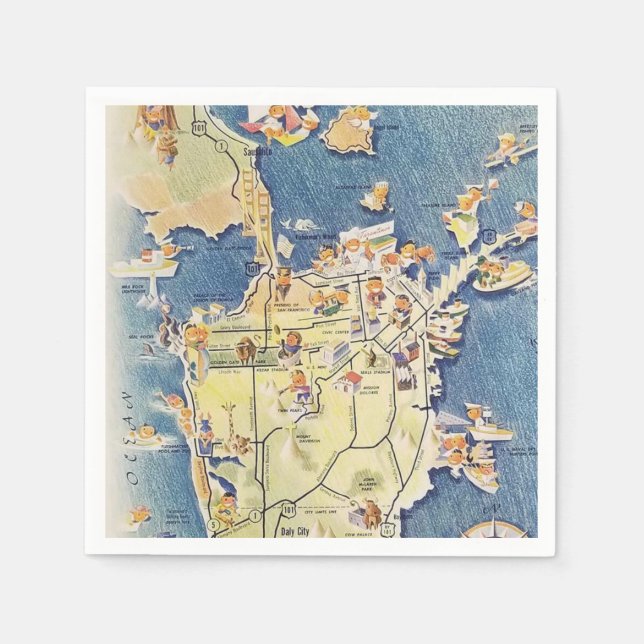 Guardanapo De Papel Mapa de Tarantino de São Francisco (Frente)