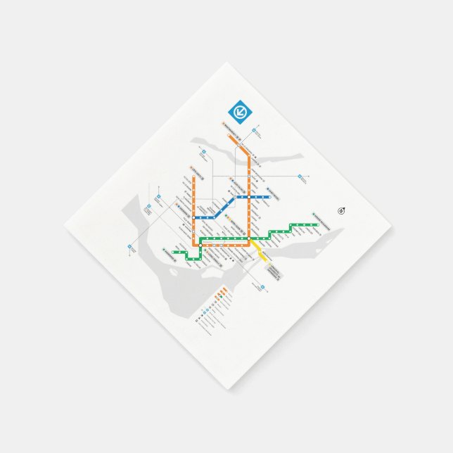 Guardanapo De Papel Mapa do Metrô de Montreal STM leve branco HD (Canto)