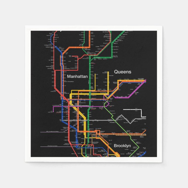 Guardanapo De Papel Mapa do metrô de NY-City (Frente)
