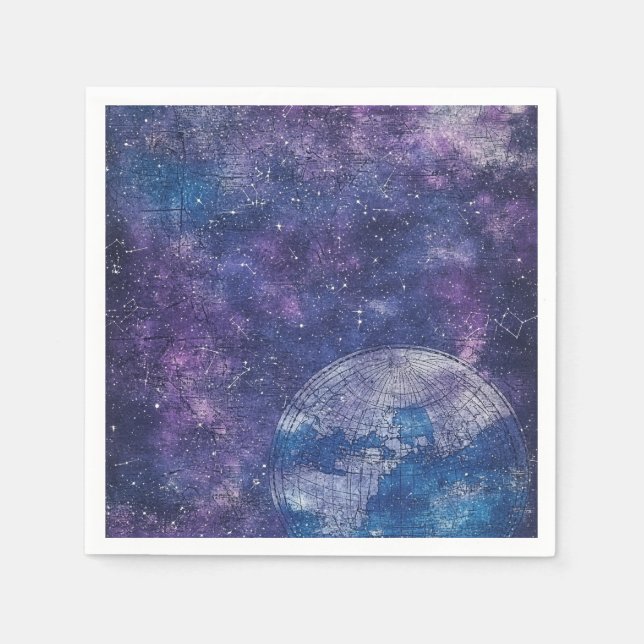 Guardanapo De Papel Mapa do Mundo Celestial Roxo (12) (Frente)
