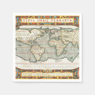 Guardanapo De Papel Mapa do Mundo Vintage de Abraham Ortelius 1587-159