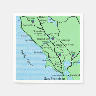 Guardanapo De Papel Mapa do País do Vinho Napa Sonoma