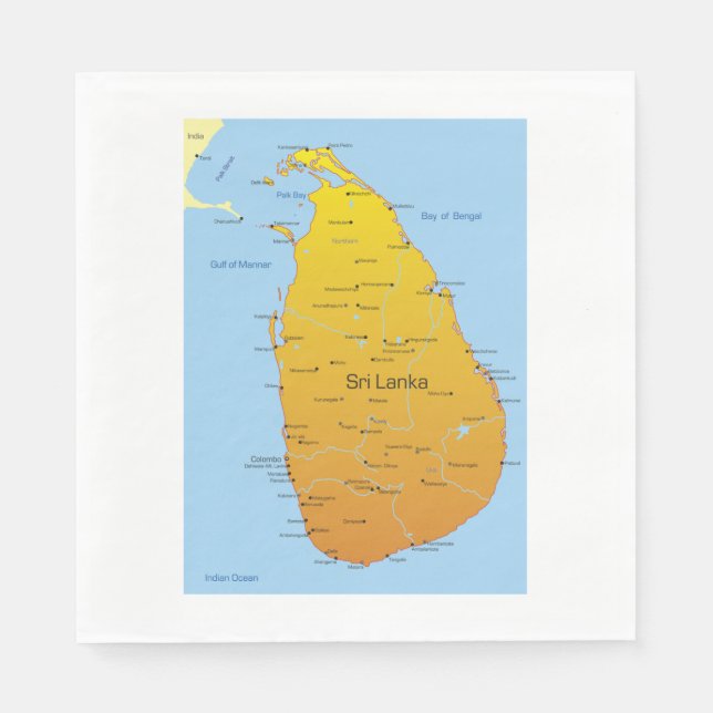 Guardanapo De Papel Mapa do Sri Lanka (Frente)