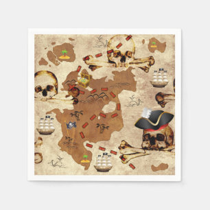 Guardanapo De Papel Mapa do tesouro pirata do crânio e do crossbones