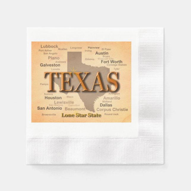 Guardanapo De Papel Mapa do Texas Vintage (Frente)