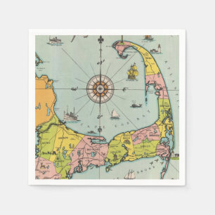 Guardanapo De Papel Mapa do vintage de Cape Cod