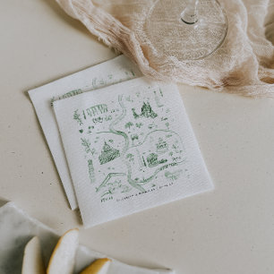 Guardanapo De Papel Mapa Ilustrado de Itália Desenho Casamento