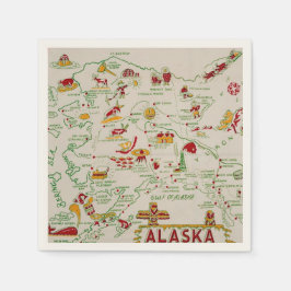 Guardanapo De Papel Mapa Ilustrado do Alasca