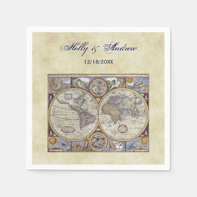 Guardanapo De Papel Mapa Mundial Antiquado #3, Perturbado BG #3 (Frente)