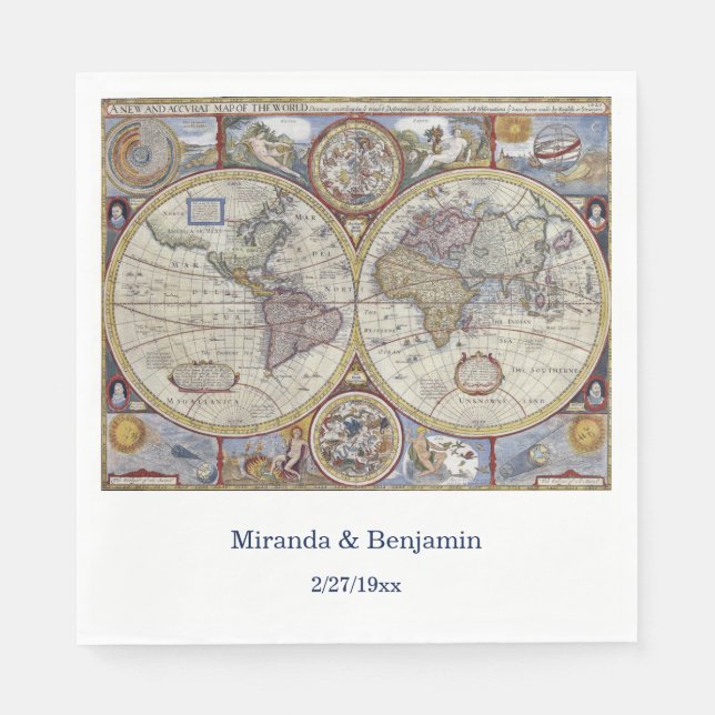 Guardanapo De Papel Mapa Mundial Antiquado nº 3 (Frente)