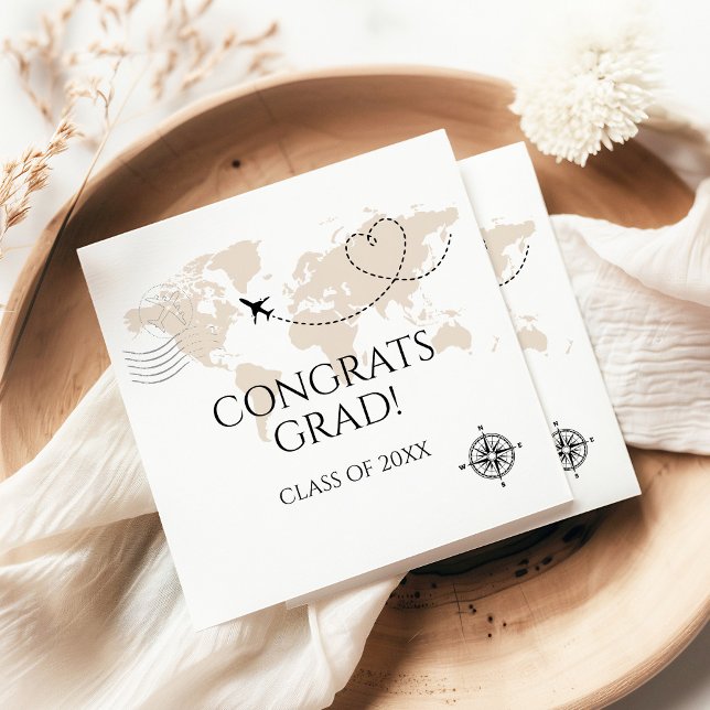 Guardanapo De Papel Mapa mundial felicita formando classe de wanderlus (Criador carregado)