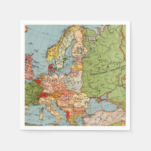 Guardanapo De Papel Mapa padrão do Bacon do 20 Century Vintage Europe
