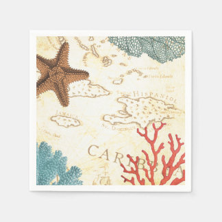 Guardanapo De Papel Mapa Russo e Coral do Peixe-Estrelo Caribe Náutico