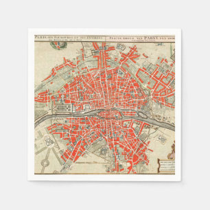 Guardanapo De Papel Mapa Vintage de Paris (1721-1774)