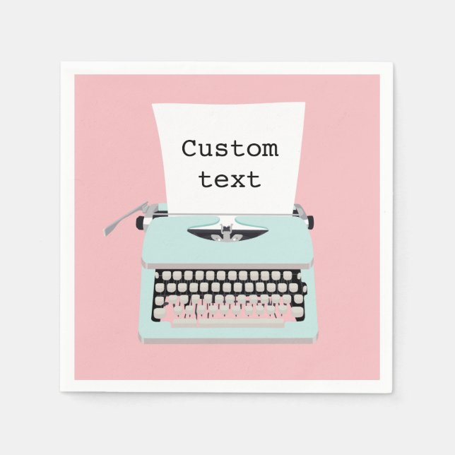 Guardanapo De Papel Máquina de escrever retrógrada e design de papel (Frente)