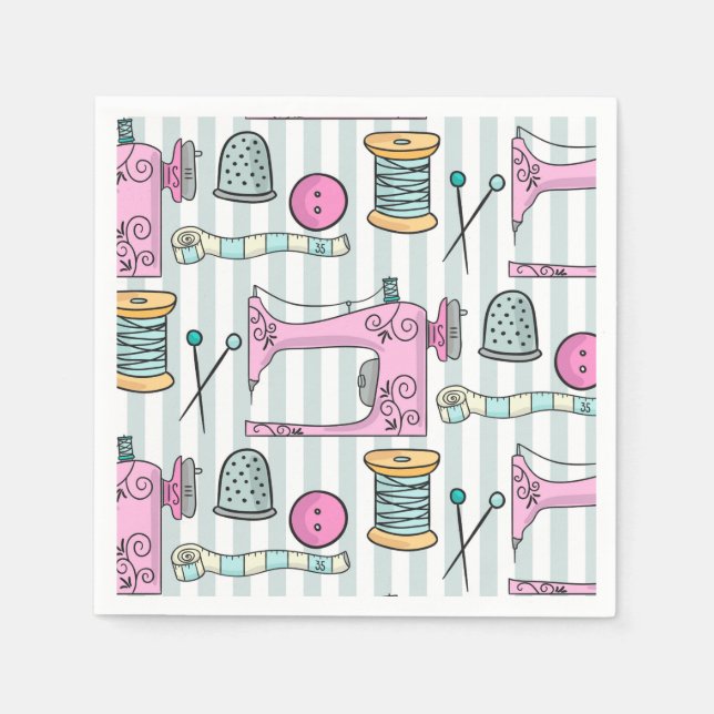 Guardanapo De Papel Máquinas de costura - Artesanatos cor-de-rosa (Frente)