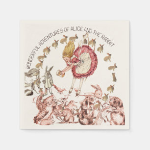 Guardanapo De Papel Maravilhosas Aventuras da Alice Coelho Branco  