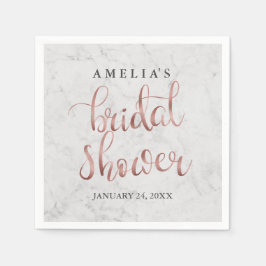 Guardanapo De Papel Marble Faux Rosa Dourado Chá de panela Napkin