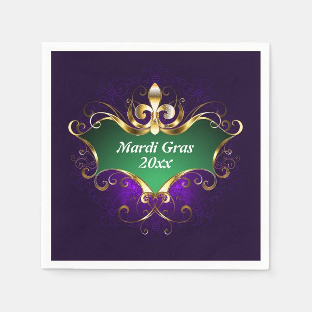 Guardanapo De Papel Mardi Gras Fleur-de-lis Ano Adicional (Frente)