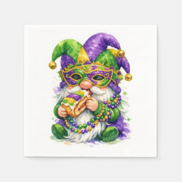 Guardanapo De Papel Mardi Gras Gnome Eating King Cake