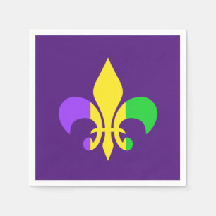 Guardanapo De Papel Mardi Gras Green Yellow Purple Fleur-de-Lis