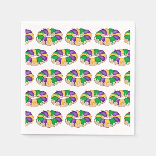 Guardanapo De Papel Mardi Gras King Cake (Frente)