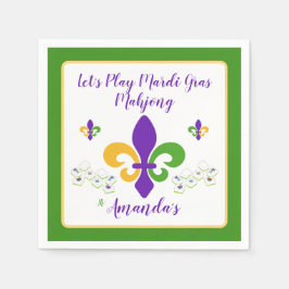 Guardanapo De Papel Mardi Gras Mahjong NOME Verde Dourado Roxo Fleur d