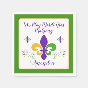 Guardanapo De Papel Mardi Gras Mahjong NOME Verde Dourado Roxo Fleur d