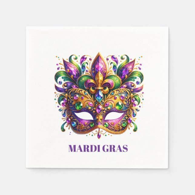 Guardanapo De Papel Mardi Gras Mask  (Frente)