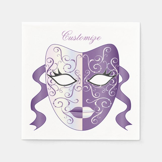 Guardanapo De Papel Mardi Gras Mask Thunder_Cove (Frente)