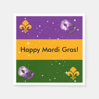 Guardanapo De Papel Mardi Gras napkins com máscara e flur de lis