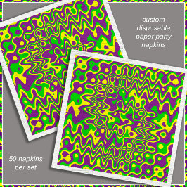 Guardanapo De Papel [Mardi Gras Op-Art] Livro Verde Roxo Amarelo