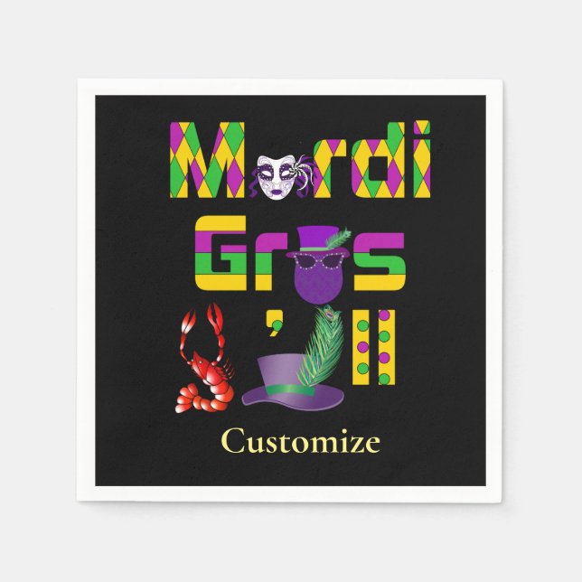 Guardanapo De Papel Mardi Gras Y'all Thunder_Cove (Frente)