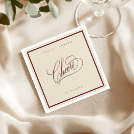Guardanapo De Papel Marfim Bordô Clássico Border Cheers Casamento Retr