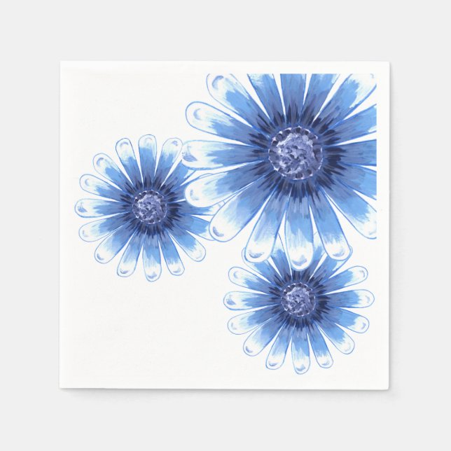 Guardanapo De Papel Margarida Azul 3 Flor Napkin (Frente)