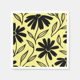 Guardanapo De Papel Margaridas Tinta Preta Chuveiro de Noiva Boho Amar