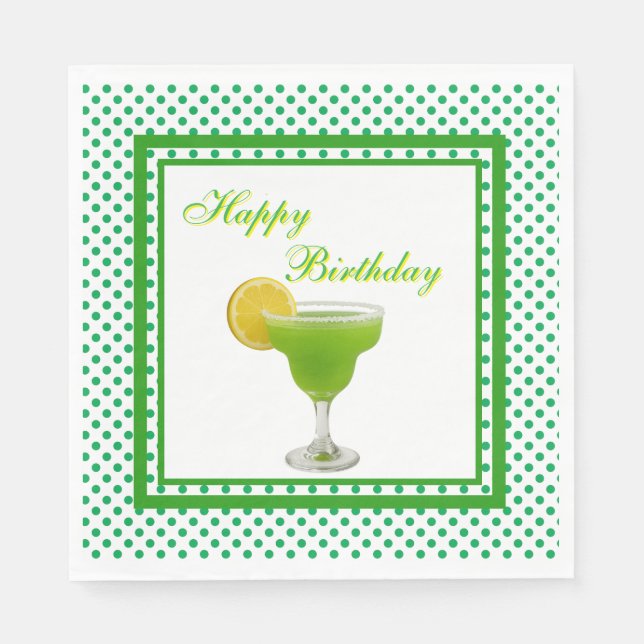 Guardanapo De Papel Margarita Verde de Aniversário  (Frente)