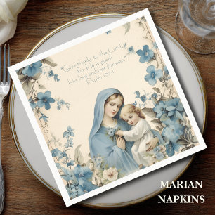 Guardanapo De Papel Maria Religiosa e Escritura Floral de Jesus