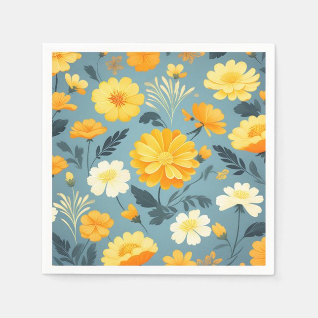 Guardanapo De Papel Marigold Floral Pattern (Frente)
