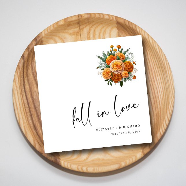 Guardanapo De Papel Marigold Romance: Casamento Personalizado no Amor (Marigold Romance Custom Fall in Love Wedding Napkins)