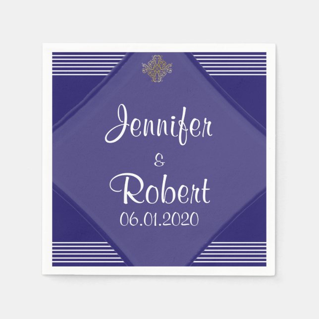 Guardanapo De Papel Marinho Art Deco Posh Wedch Napkin (Frente)