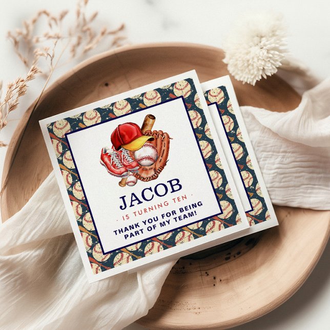 Guardanapo De Papel Marinho Azul Aniversário de criança de Baseball -  (Criador carregado)