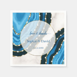 Guardanapo De Papel Marinho Azul Aquarela Agate Pearls Casamento