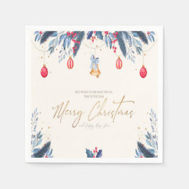 Guardanapo De Papel Marinho Azul Azul de Caligrafia de Natal Dourado