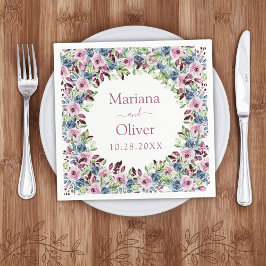 Guardanapo De Papel Marinho Azul Borgonha Vinho Aquarela Casamento Flo