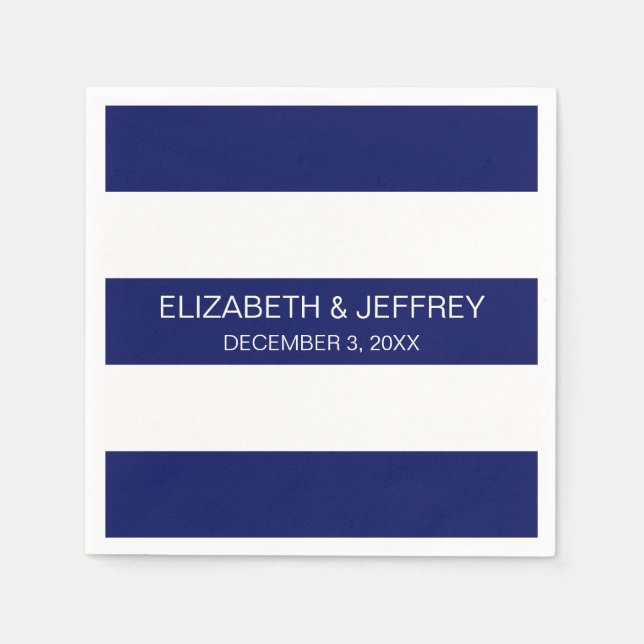 Guardanapo De Papel Marinho Azul Branco Horiz Pré-Disquete Stripe #3 M (Frente)