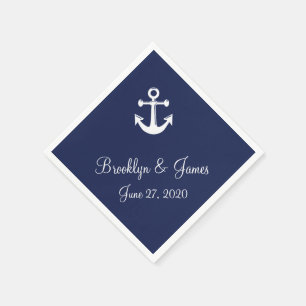 Guardanapo De Papel Marinho Azul Casamento Náutico Nápoles Com Ânco